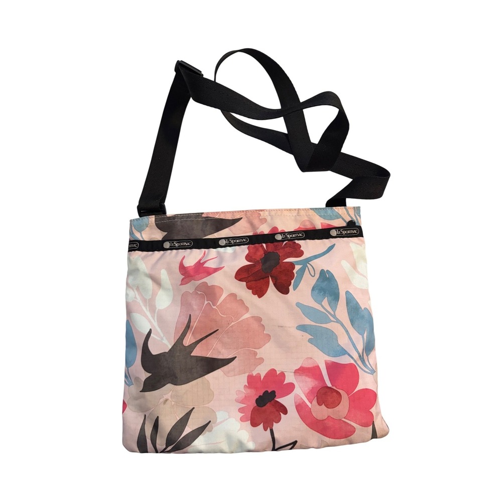 LeSportsac Crossbody Bag Women's Floral Bird Print Pink OS